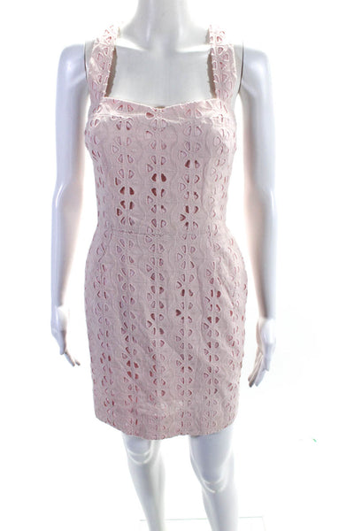 Ali Ra Womens Cotton Embroidered Square Neck Sleeveless Dress Pink Size 4