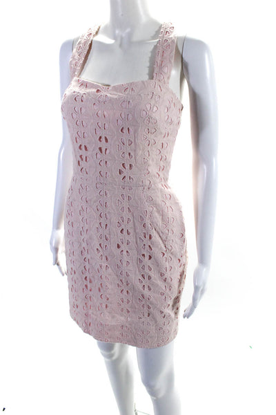 Ali Ra Womens Cotton Embroidered Square Neck Sleeveless Dress Pink Size 4