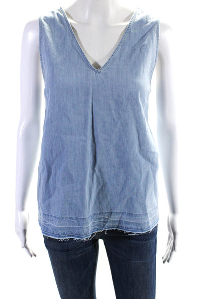 Rag & Bone Jean Womens Cotton Denim V-Neck Sleeveless Blouse Top Blue Size M