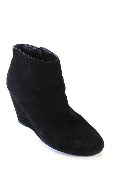Dolce Vita Womens Suede Round Toe Zip Up Wedge Ankle Booties Black Size 7.5