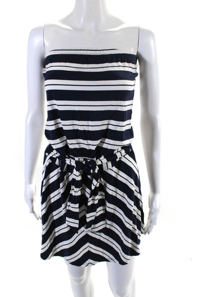 Michael Stars Womens Striped Print Sleeveless Tied Slip-On Dress Navy Size S