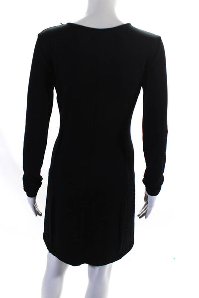 Theory Womens Darted Long Sleeve Round Neck Midi Sheath Dress Black Size S