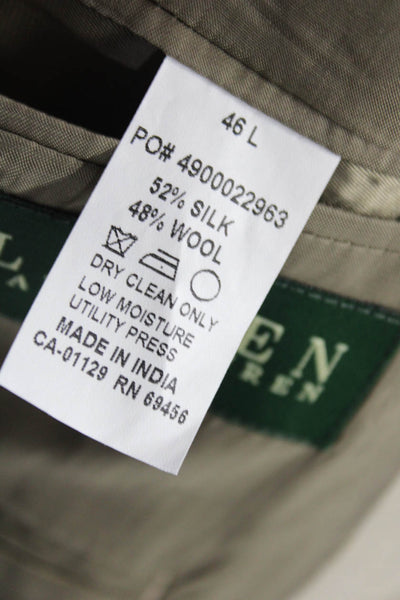 Lauren Ralph Lauren Mens Beige Silk Wool Blend Long Sleeve Blazer Size 46L
