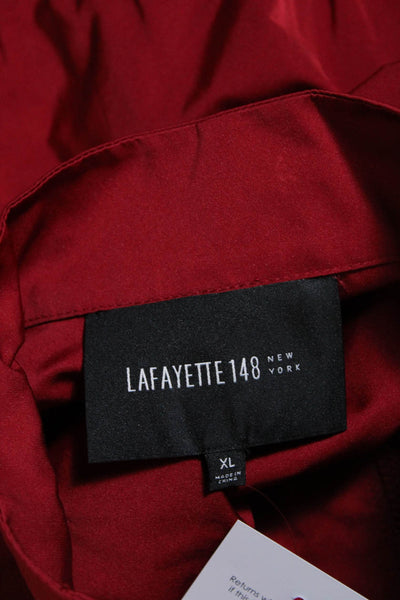 Lafayette 148 New York Womens High Neck Zip Up Outerwear Vest Red Size XL