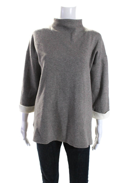 Tahari Womens Knit High Neck Long Sleeve Pullover Sweater Top Beige Size XL