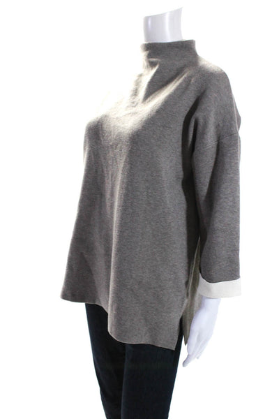 Tahari Womens Knit High Neck Long Sleeve Pullover Sweater Top Beige Size XL