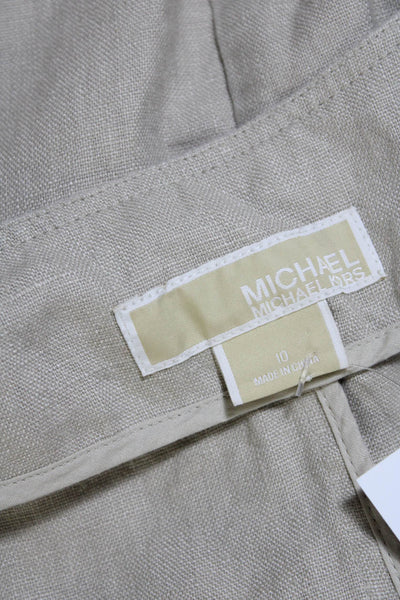 Michael Michael Kors Womens Metallic Linen Open Front Jacket Beige Size 10