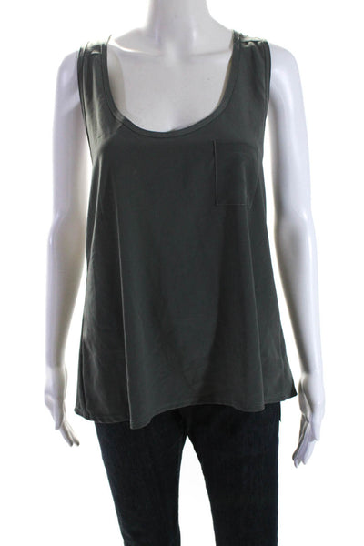 Alexis Womens Scoop Neck Lightweight Pocket Tank Top Gray Size Large