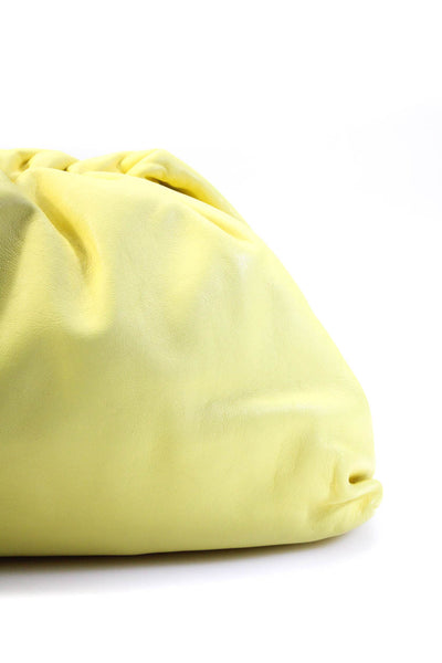 Bottega Veneta Womens The Pouch Hinged Leather Clutch Handbag Light Yellow