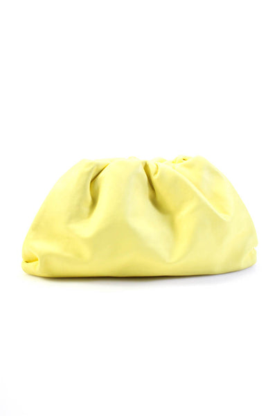 Bottega Veneta Womens The Pouch Hinged Leather Clutch Handbag Light Yellow