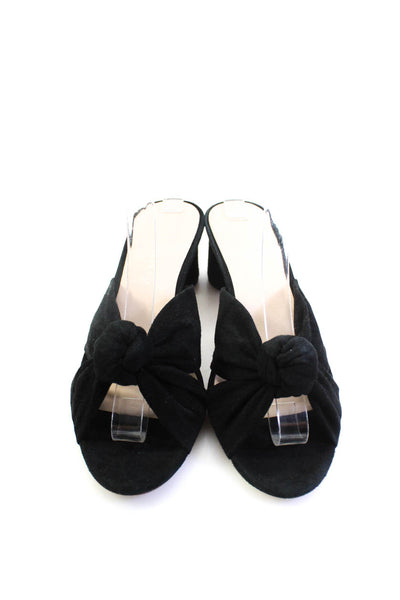 Loeffler Randall Womens Block Heel Knotted Slide Sandals Black Suede Size 7B