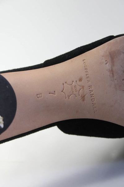 Loeffler Randall Womens Block Heel Knotted Slide Sandals Black Suede Size 7B