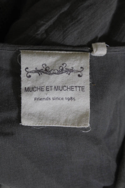 Muche Et Muchette Wonens V Neck Short Sleeves A Line Dress Gray Size One Size