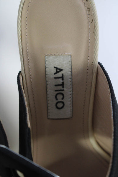 Attico Womens Buckle Pointed Toe Slide On Mules Pumps White Black Size 36 6