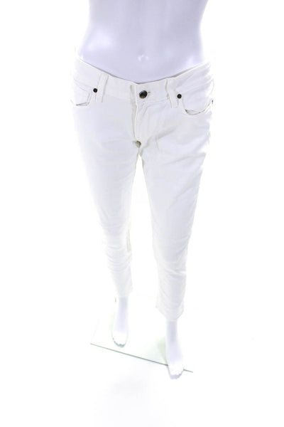 Paige Womens White Cotton High Rise Peg Skinny Leg Denim Jeans Size 27