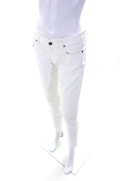 Paige Womens White Cotton High Rise Peg Skinny Leg Denim Jeans Size 27