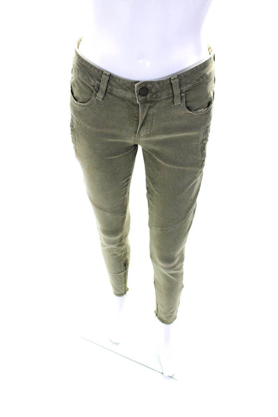 Paige Womens Green High Rise Cotton Zip Ankle Skinny Denim Jeans Size 28