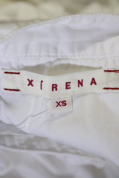 Xirena Womens Long Sleeve Half Button Collarless Shirt White Cotton Size XS