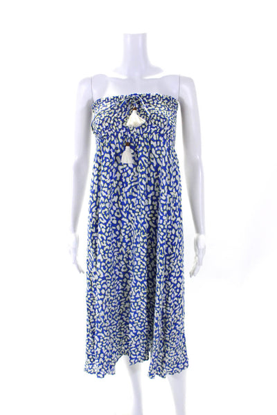 Maaji Womens Abstract Print Sleeveless Maxi Dress Blue White Size Medium