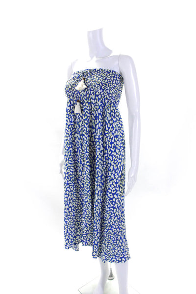 Maaji Womens Abstract Print Sleeveless Maxi Dress Blue White Size Medium