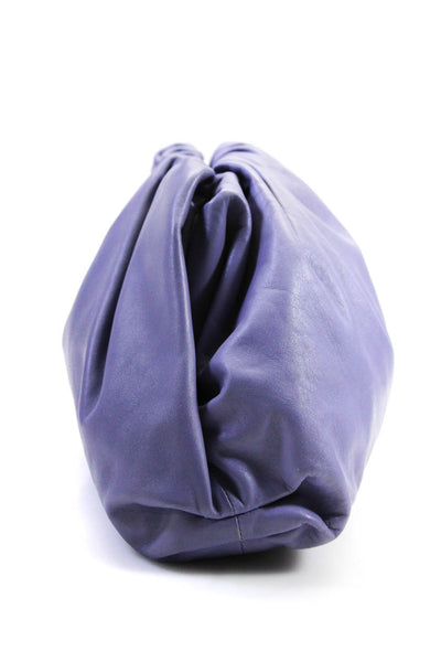 Bottega Veneta Womens The Pouch Hinged Clutch Handbag Purple Leather