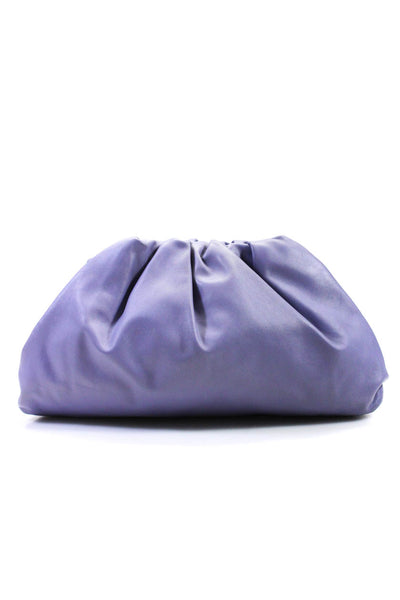 Bottega Veneta Womens The Pouch Hinged Clutch Handbag Purple Leather