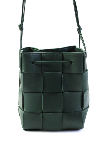 Bottega Veneta Womens Intrecciato Small Cassette Bucket Handbag Forrest Green