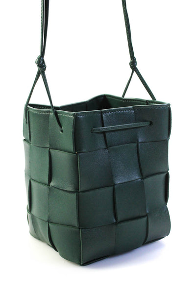 Bottega Veneta Womens Intrecciato Small Cassette Bucket Handbag Forrest Green