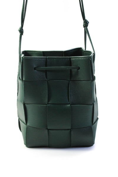 Bottega Veneta Womens Intrecciato Small Cassette Bucket Handbag Forrest Green