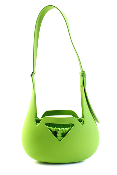 Bottega Veneta Womens Single Strap Rubber Small Shoulder Punch Handbag Green