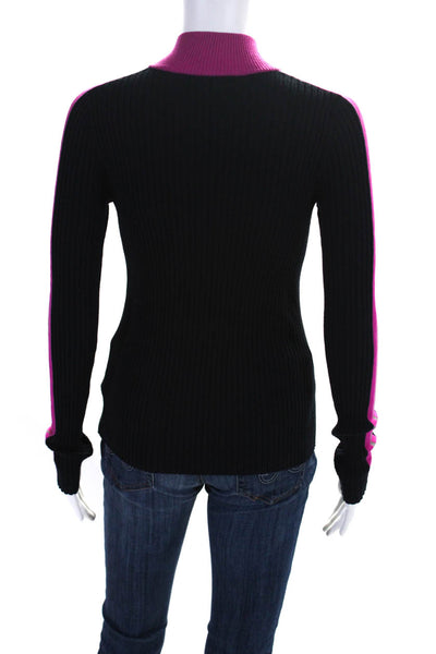 Bailey 44 Womens Long Sleeve Half Zip Mock Neck Ribbed Knit Top Navy Size Small