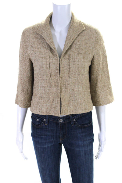 Lafayette 148 New York Womens Woven No Button Front Pocket Blazer Beige Size 8