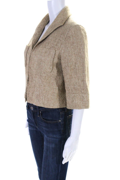 Lafayette 148 New York Womens Woven No Button Front Pocket Blazer Beige Size 8