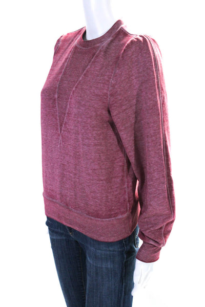 525 Womens Overdyed Crew Neck Puff Sleeve Sweatshirt Magenta Size Extra Small