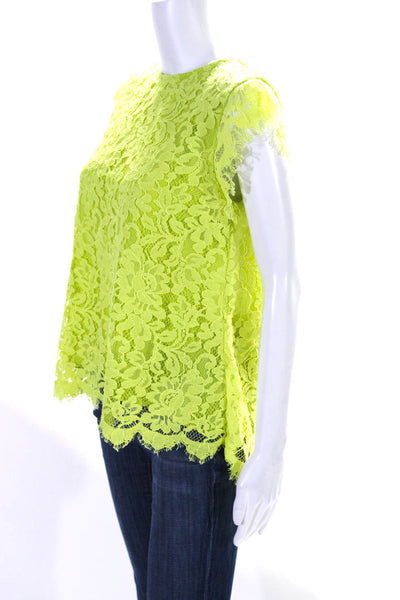 Alexis Womens Sleeveless Lace Crew Neck Top Blouse Chartreuse Green Size Small