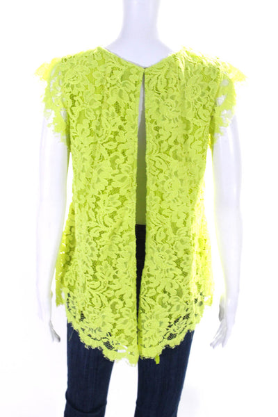 Alexis Womens Sleeveless Lace Crew Neck Top Blouse Chartreuse Green Size Small