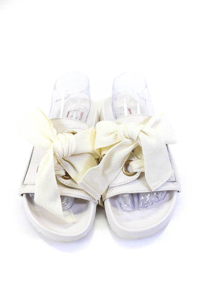 Zimmermann Womens Laced Open Toe Flat Slides Sandals Off White Size 39 9