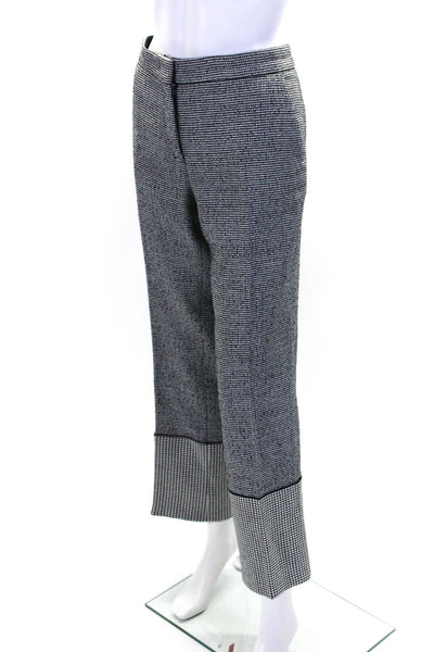 Derek Lam Womens Black Wool Houndstooth High Rise Straight Leg Pants Size 8