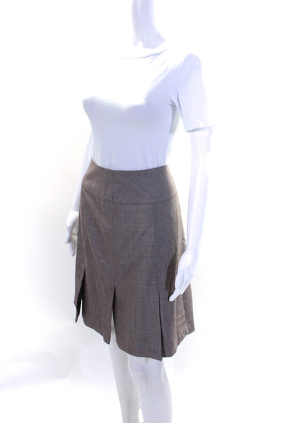 Escada Womens Brown Wool Blend Lined Knee Length A-Line Skirt Size 42