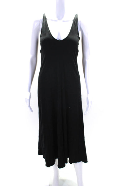 Standard James Perse Womens Black Cotton V-neck Sleeveless A-Line Dress Size 0