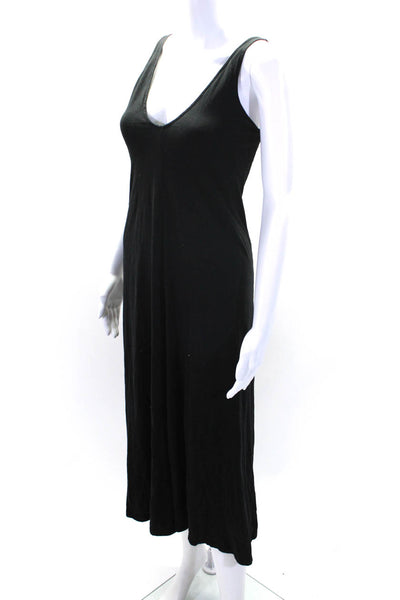 Standard James Perse Womens Black Cotton V-neck Sleeveless A-Line Dress Size 0