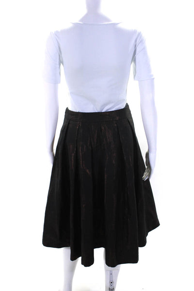 Toast Womens Striped Pleated A Line Skirt Black Brown Cotton Blend Size 8