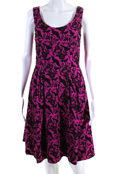 Betsey Johnson Womens Cotton Embroidered Round Neck Sleeveless Dress Pink Size S