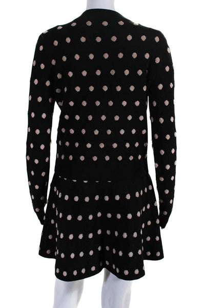BCBGMAXAZRIA Womens Cotton Blend Polka Mini Skirt + Sweater Set Black Size XS