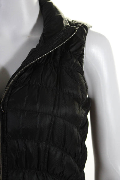 Athleta Womens Mock Neck Zippered Textured Ruched Puffer Vest Black Size XS