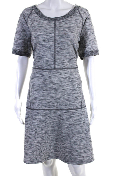 Athleta Womens Short Sleeve Crew Neck Flare A Line Dress Heather Gray Size XL