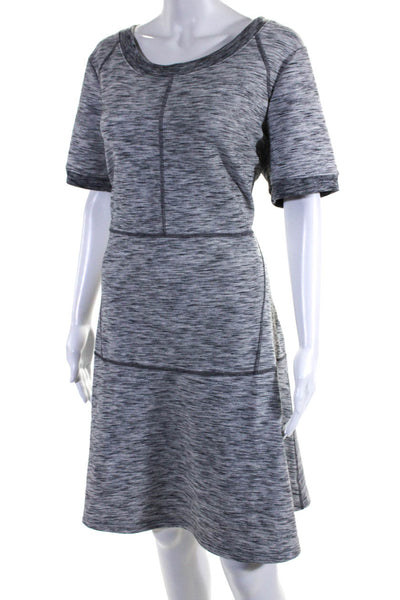 Athleta Womens Short Sleeve Crew Neck Flare A Line Dress Heather Gray Size XL