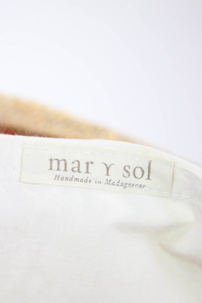 mar Y sol Womens Metallic Woven Striped Snap Closure Shoulder Bag Beige