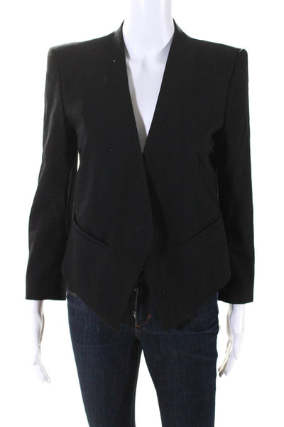 Helmut Lang Womens Wool Asymmetrical Buttoned Long Sleeve Blazer Black Size 6