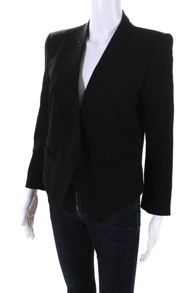 Helmut Lang Womens Wool Asymmetrical Buttoned Long Sleeve Blazer Black Size 6